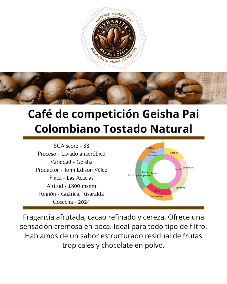 Café de competición Geisha Pai Colombiano Tostado Natural - SybariteCoffee